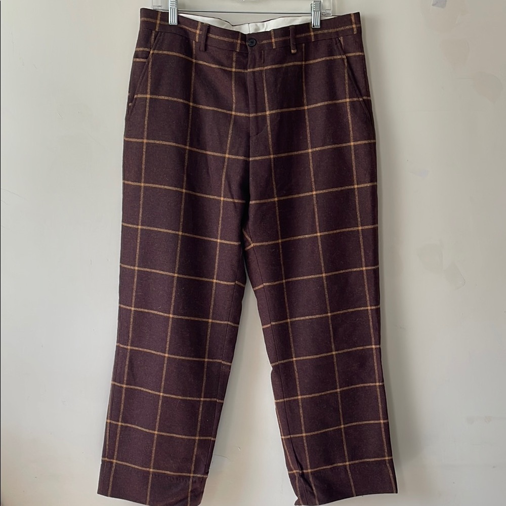 Supreme wool checker plaid pants size 34 brown and tan excellent condition!